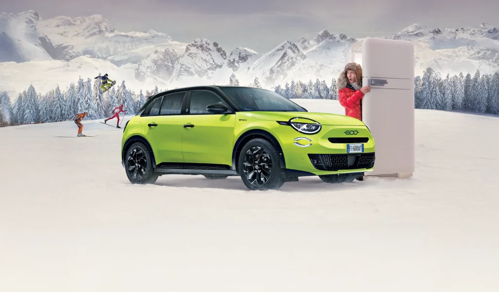 Fiat 600 sulla neve con Piero Chiambretti